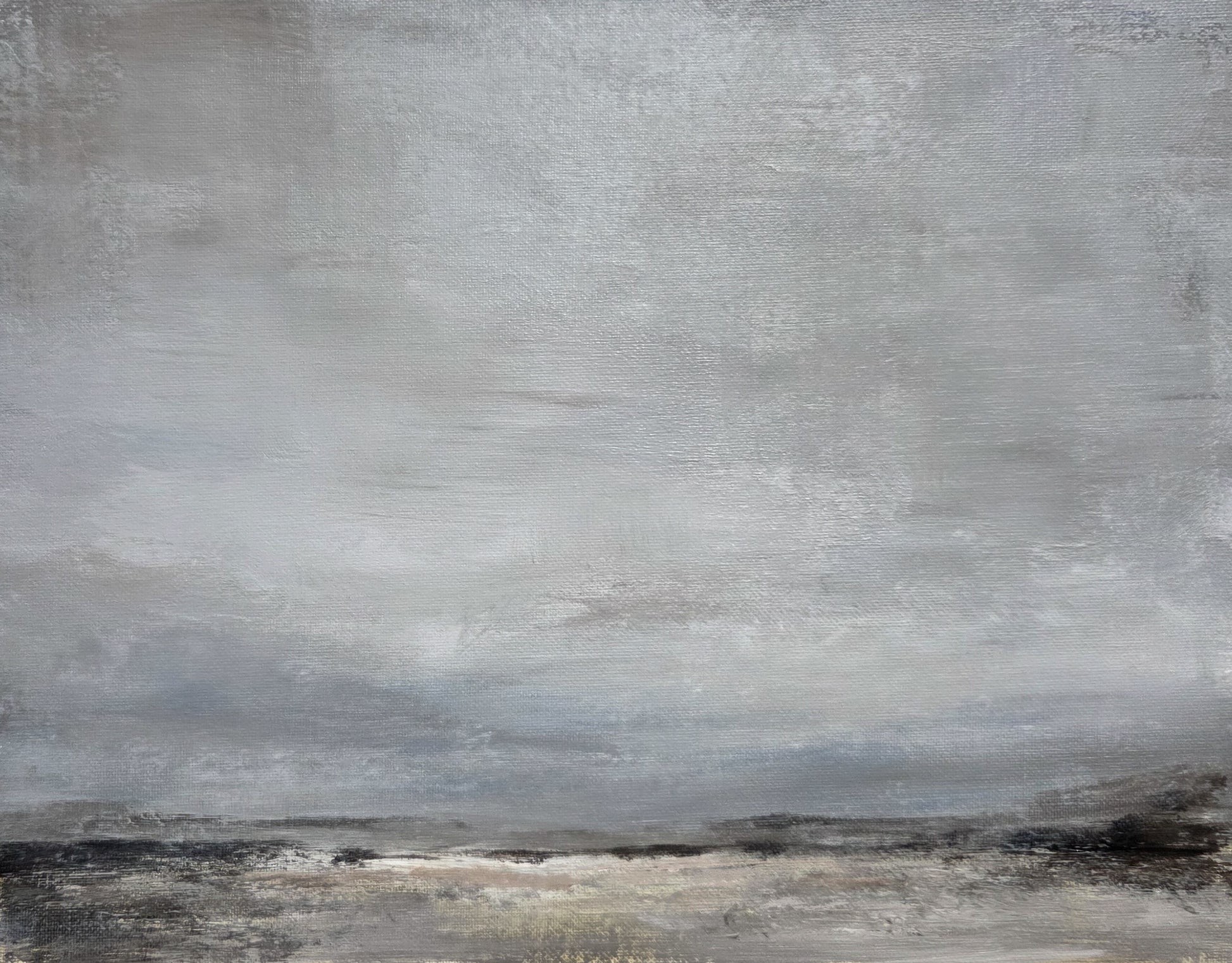 Abstract landscape painting with a gradient of gray tones