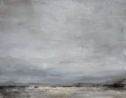 Abstract landscape painting with a gradient of gray tones
