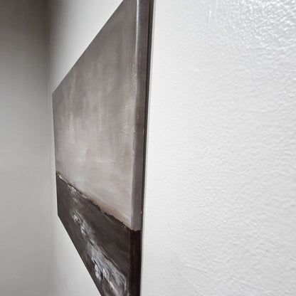 Abstract painting on a textured wall showing the painted edges.